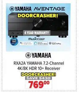 2001 Audio Video RXA2A YAMAHA 7.2-Channel 4K/8K HDR 10+ Receiver offer