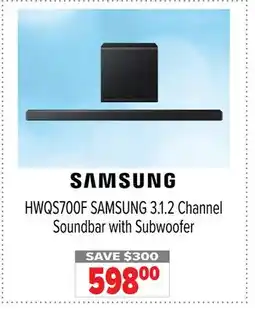2001 Audio Video HWQS700F SAMSUNG 3.1.2 Channel Soundbar with Subwoofer offer