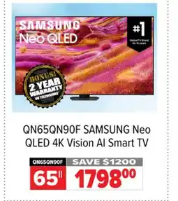 2001 Audio Video QN65QN90F 65 SAMSUNG Neo QLED 4K Vision AI Smart TV offer