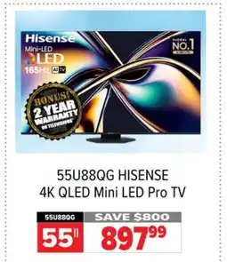 2001 Audio Video 55U88QG HISENSE 55 4K QLED Mini LED Pro TV offer