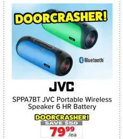 2001 Audio Video SPPA7BT JVC Portable Wireless Speaker 6 HR Battery offer