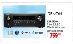 2001 Audio Video AVRS770H DENON 7.2 or 5.2.2 Ch. 75W 8K AV Receiver offer