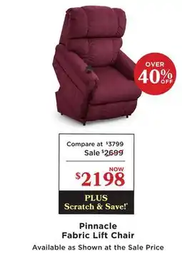 La Z Boy Pinnacle Fabric Lift Chair offer