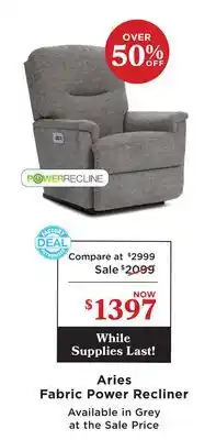 La Z Boy Aries Fabric Power Recliner offer