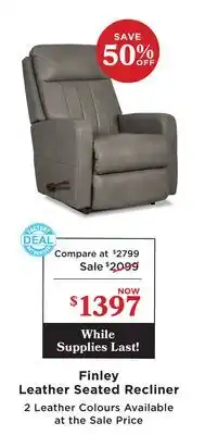La Z Boy Finley Leather Seated Recliner offer