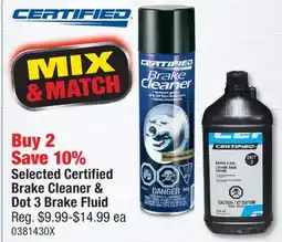 PartSource Selected Certified Brake Cleaner & Dot 3 Brake Fluid offer
