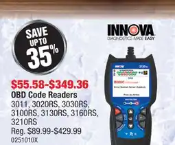 PartSource INNOVA OBD Code Readers offer