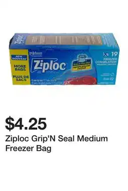 Dollarama Ziploc Grip'N Seal Medium Freezer Bag offer