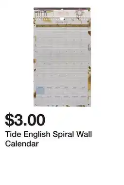 Dollarama Tide English Spiral Wall Calendar offer