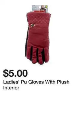 Dollarama Ladies' Pu Gloves With Plush Interior offer