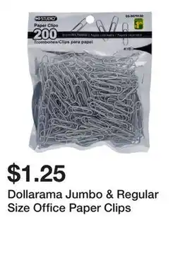 Dollarama Dollarama Jumbo & Regular Size Office Paper Clips offer
