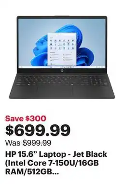 Best Buy HP 15.6 Laptop - Jet Black (Intel Core 7-150U/16GB RAM/512GB SSD/Windows 11) offer