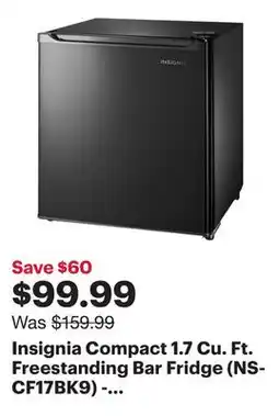 Best Buy Insignia Compact 1.7 Cu. Ft. Freestanding Bar Fridge (NS-CF17BK9) - Black - Only at Best Buy offer