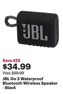 Best Buy JBL Go 3 Waterproof Bluetooth Wireless Speaker - Black offer