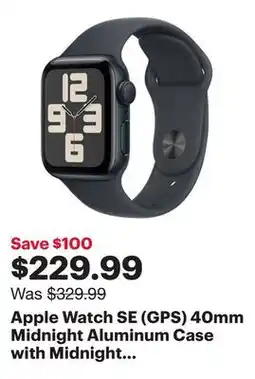 Best Buy Apple Watch SE (GPS) 40mm Midnight Aluminum Case with Midnight Sport Band - Small/Medium offer