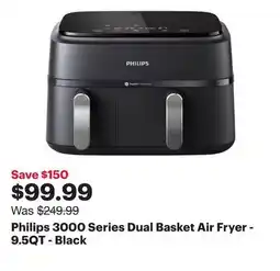 Best Buy Philips 3000 Series Dual Basket Air Fryer - 9.5QT - Black offer