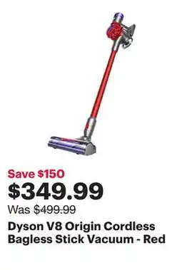 Best Buy Dyson V8 Origin Cordless Bagless Stick Vacuum - Red offer