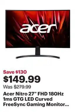 Best Buy Acer Nitro 27 FHD 180Hz 1ms GTG LED Curved FreeSync Gaming Monitor (ED273 S3biip) - Only at Best Buy offer