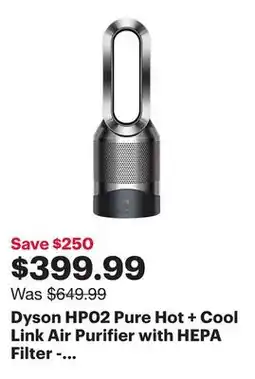 Best Buy Dyson HP02 Pure Hot + Cool Link Air Purifier with HEPA Filter - Steel Black/Nickel offer