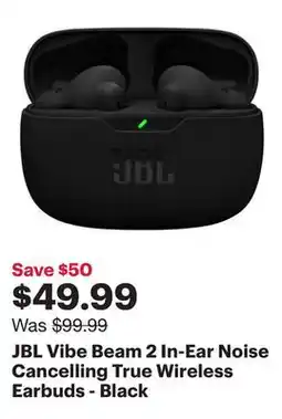 Best Buy JBL Vibe Beam 2 In-Ear Noise Cancelling True Wireless Earbuds - Black offer