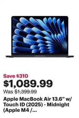 Best Buy Apple MacBook Air 13.6 w/ Touch ID (2025) - Midnight (Apple M4 / 16GB RAM / 256GB SSD) - English offer
