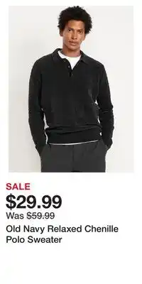 Old Navy Old Navy Relaxed Chenille Polo Sweater offer