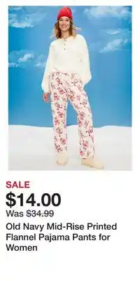Old Navy Old Navy Mid-Rise Printed Flannel Pajama Pants for Women offer