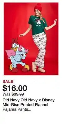 Old Navy Old Navy Old Navy x Disney Mid-Rise Printed Flannel Pajama Pants for Women offer