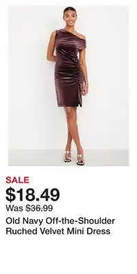 Old Navy Old Navy Off-the-Shoulder Ruched Velvet Mini Dress offer