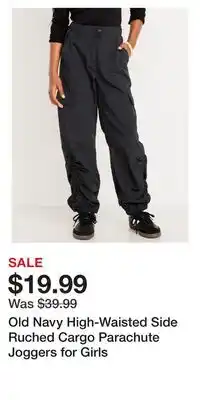 Old Navy Old Navy High-Waisted Side Ruched Cargo Parachute Joggers for Girls offer