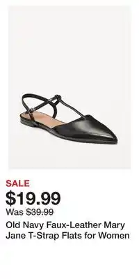 Old Navy Old Navy Faux-Leather Mary Jane T-Strap Flats for Women offer