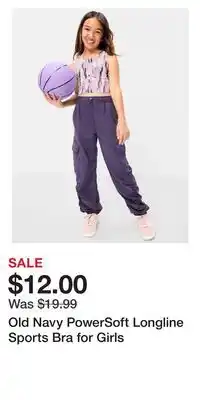 Old Navy Old Navy PowerSoft Longline Sports Bra for Girls offer