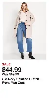 Old Navy Old Navy Relaxed Button-Front Mac Coat offer