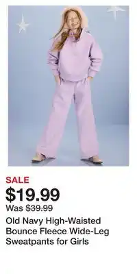 Old Navy Old Navy High-Waisted Bounce Fleece Wide-Leg Sweatpants for Girls offer