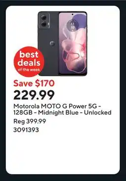 Staples Motorola MOTO G Power 5G - 128GB - Midnight Blue - Unlocked offer