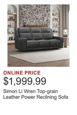 Costco Simon Li Wren Top-grain Leather Power Reclining Sofa offer