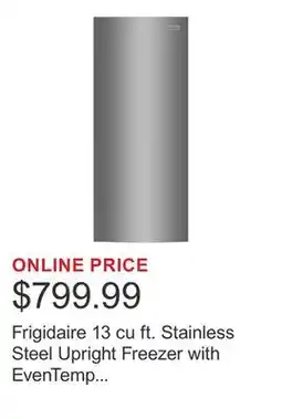 Costco Frigidaire 13 cu ft. Stainless Steel Upright Freezer with EvenTemp Cooling System offer