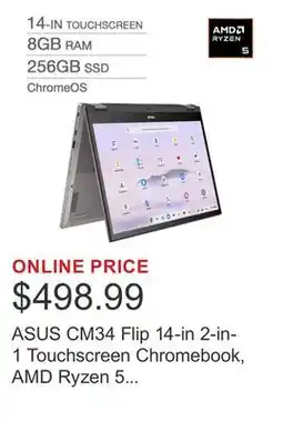 Costco ASUS CM34 Flip 14-in 2-in-1 Touchscreen Chromebook, AMD Ryzen 5 7520C – 8GB RAM, 256GB SSD offer