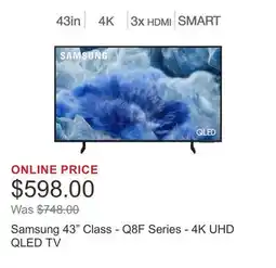 Costco Samsung 43 Class - Q8F Series - 4K UHD QLED TV offer