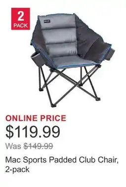 Costco Mac Sports Padded Club Chair, 2-pack offer