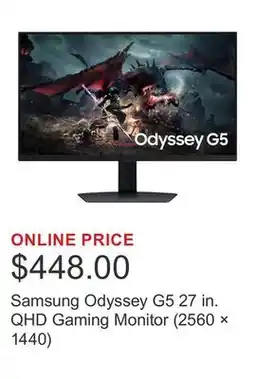 Costco Samsung Odyssey G5 27 in. QHD Gaming Monitor (2560 × 1440) offer