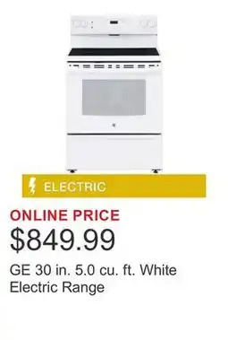 Costco GE 30 in. 5.0 cu. ft. White Electric Range offer