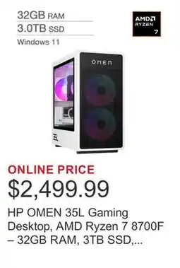 Costco HP OMEN 35L Gaming Desktop, AMD Ryzen 7 8700F – 32GB RAM, 3TB SSD, NVIDIA GeForce RTX 5070 offer