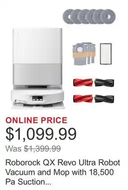 Costco Roborock QX Revo Ultra Robot Vacuum and Mop with 18,500 Pa Suction Power offer