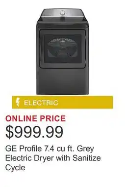 Costco GE Profile 7.4 cu ft. Grey Electric Dryer with Sanitize Cycle offer