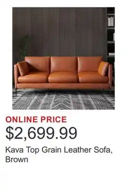 Costco Kava Top Grain Leather Sofa, Brown offer