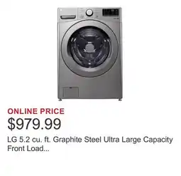 Costco LG 5.2 cu. ft. Graphite Steel Ultra Large Capacity Front Load Washer with 6Motion Technology offer