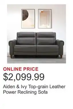 Costco Aiden & Ivy Top-grain Leather Power Reclining Sofa offer
