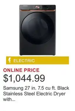 Costco Samsung 27 in. 7.5 cu ft. Black Stainless Steel Electric Dryer with Steam Sanitize Option offer
