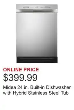 Costco Midea 24 in. Built-in Dishwasher with Hybrid Stainless Steel Tub offer